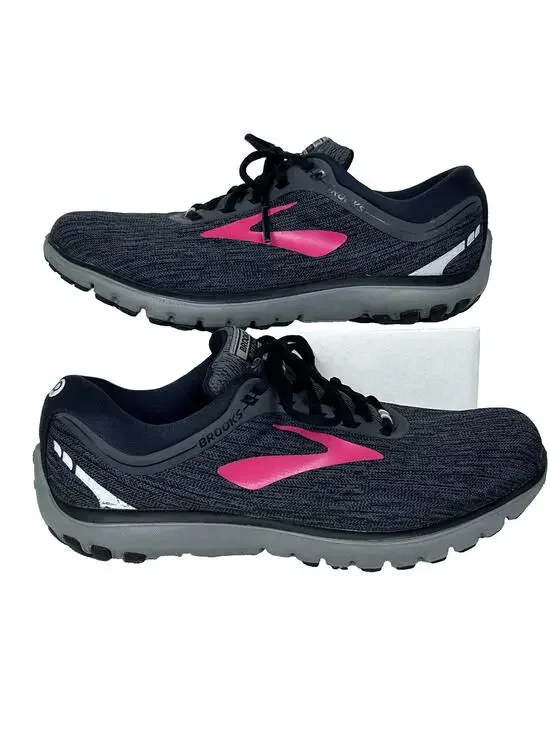 Brooks Pure Flow 7 Running Sneaker Shoes Womens US 10.5 B Black Lace-Up Low Top - Picture 3 of 16